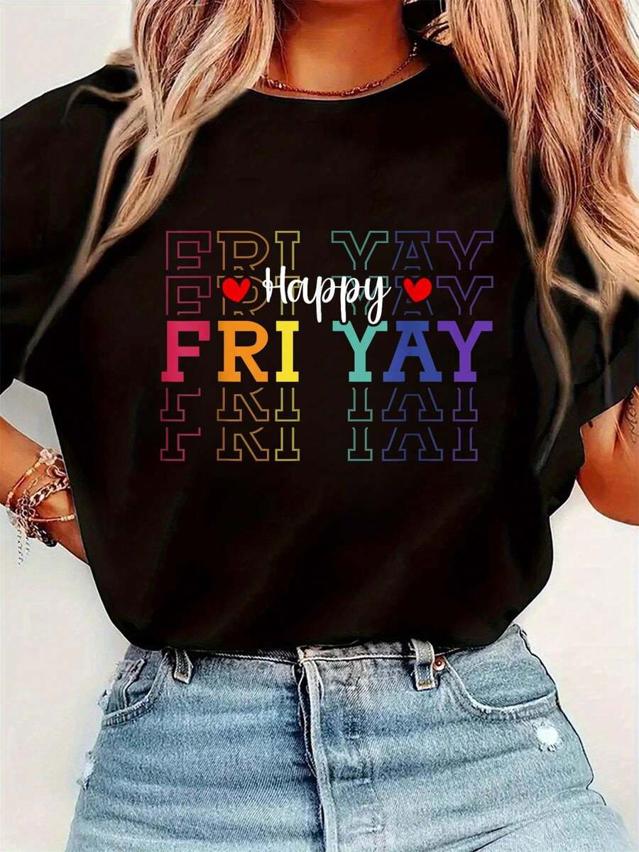 Embroidery Letter - Funny Friday Lover Graphic Print Round