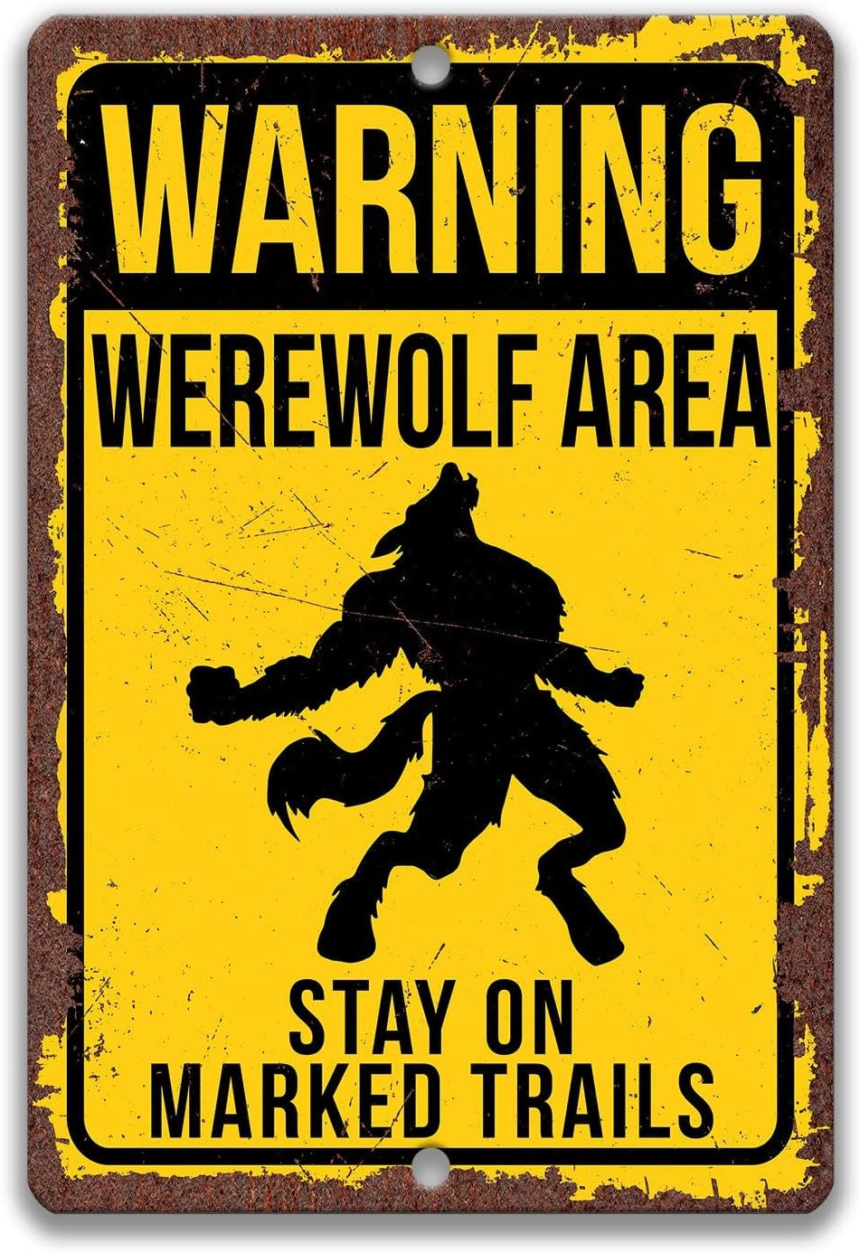 Embroidery Wall Art - Werewolf Sign, Howling Metal Tin Sign