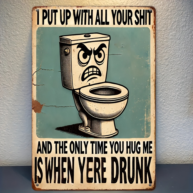Embroidery Wall Art - Humorous Bathroom Decor Sign, 