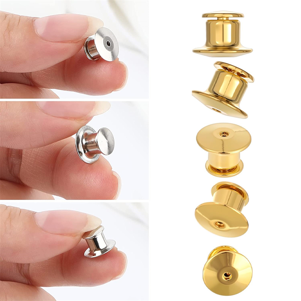 Embroidery Name - 100Pcs Black Metal Locking Pin Backs