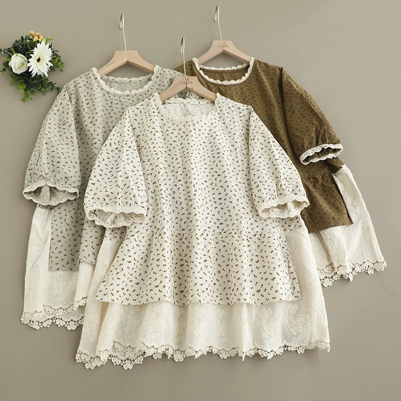 Embroidery Jersey - Summer New Japanese Vintage Mori Girl