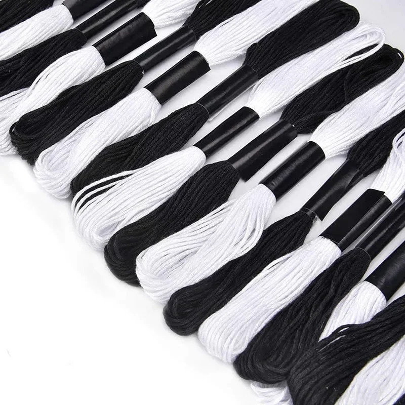 Embroidery Floss - 24PCS Black White Cross Stitch Thread