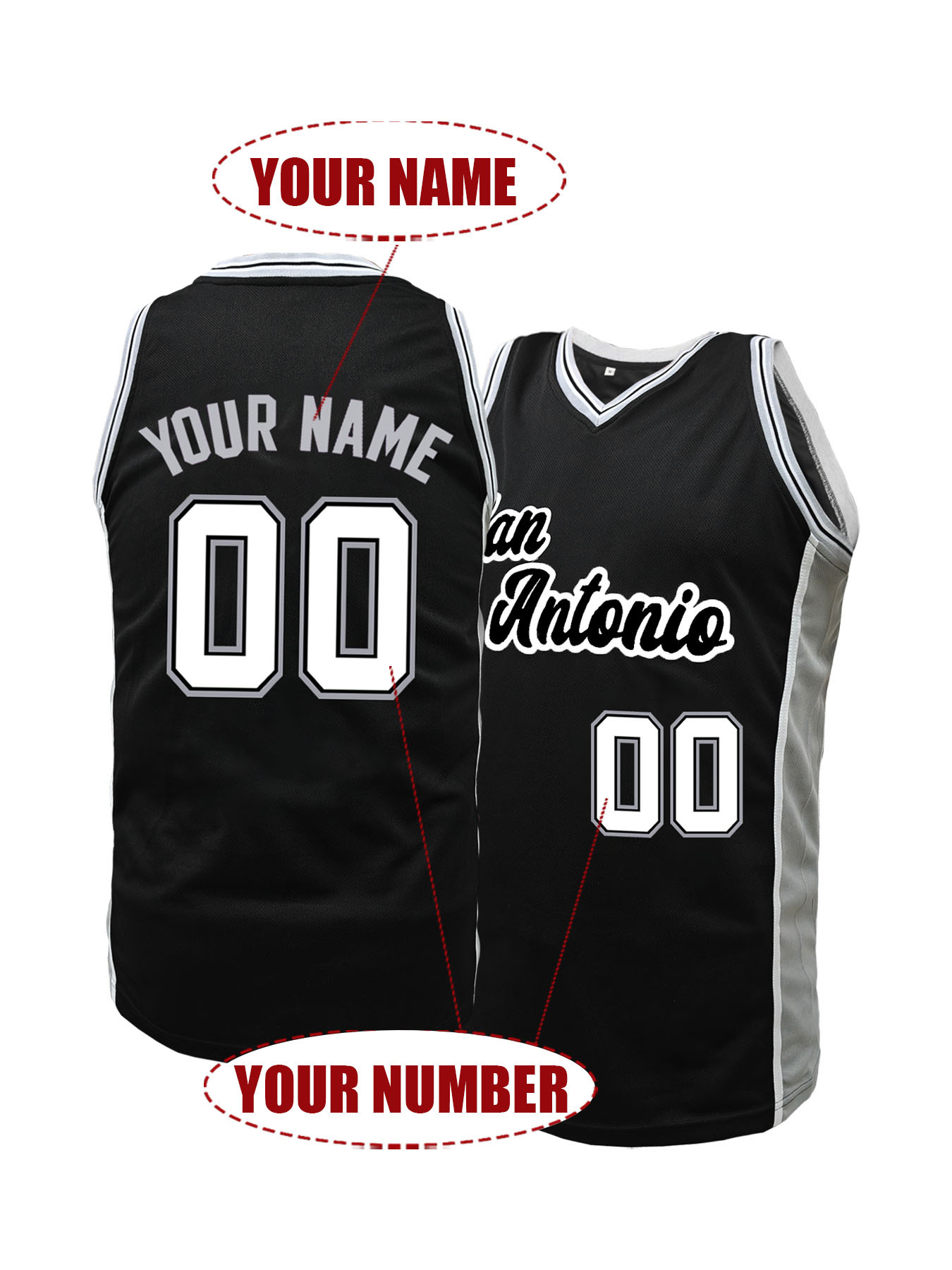 Embroidery Jersey - Custom Embroidered San Antonio Basketball Jersey