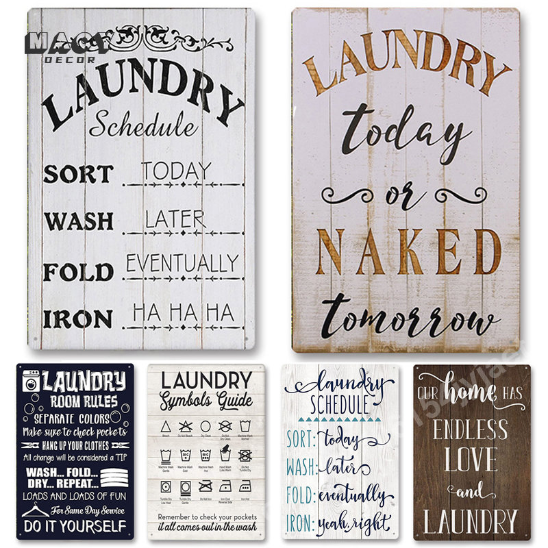 Slogan Metal Tin Sign Laundry  - Embroidery Wall Art ulasan dan harga