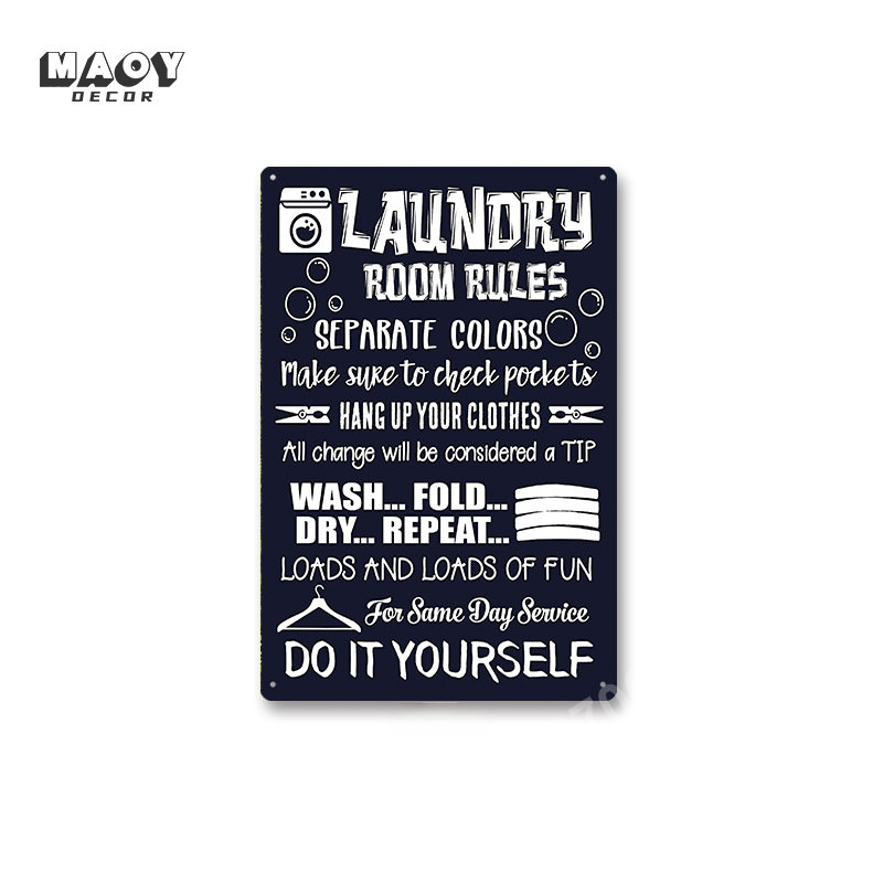 Slogan Metal Tin Sign Laundry  - Embroidery Wall Art ulasan dan harga
