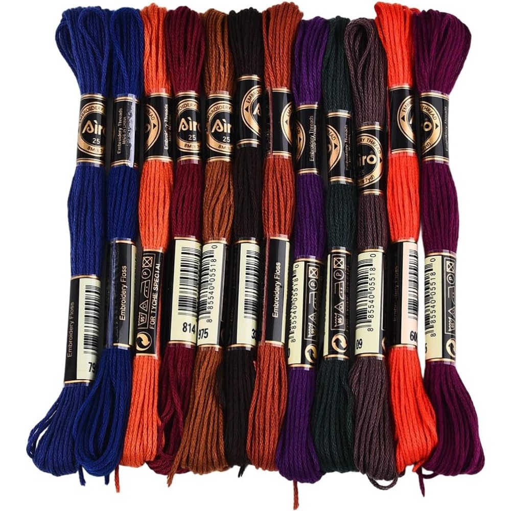 12 Skeins 6 Strands Hand Varie - Embroidery Floss ulasan dan harga