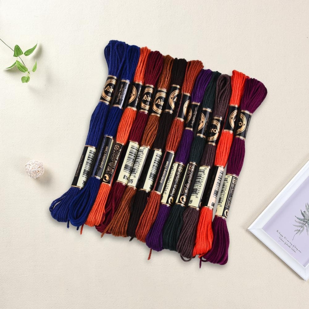 12 Skeins 6 Strands Hand Varie - Embroidery Floss ulasan dan harga