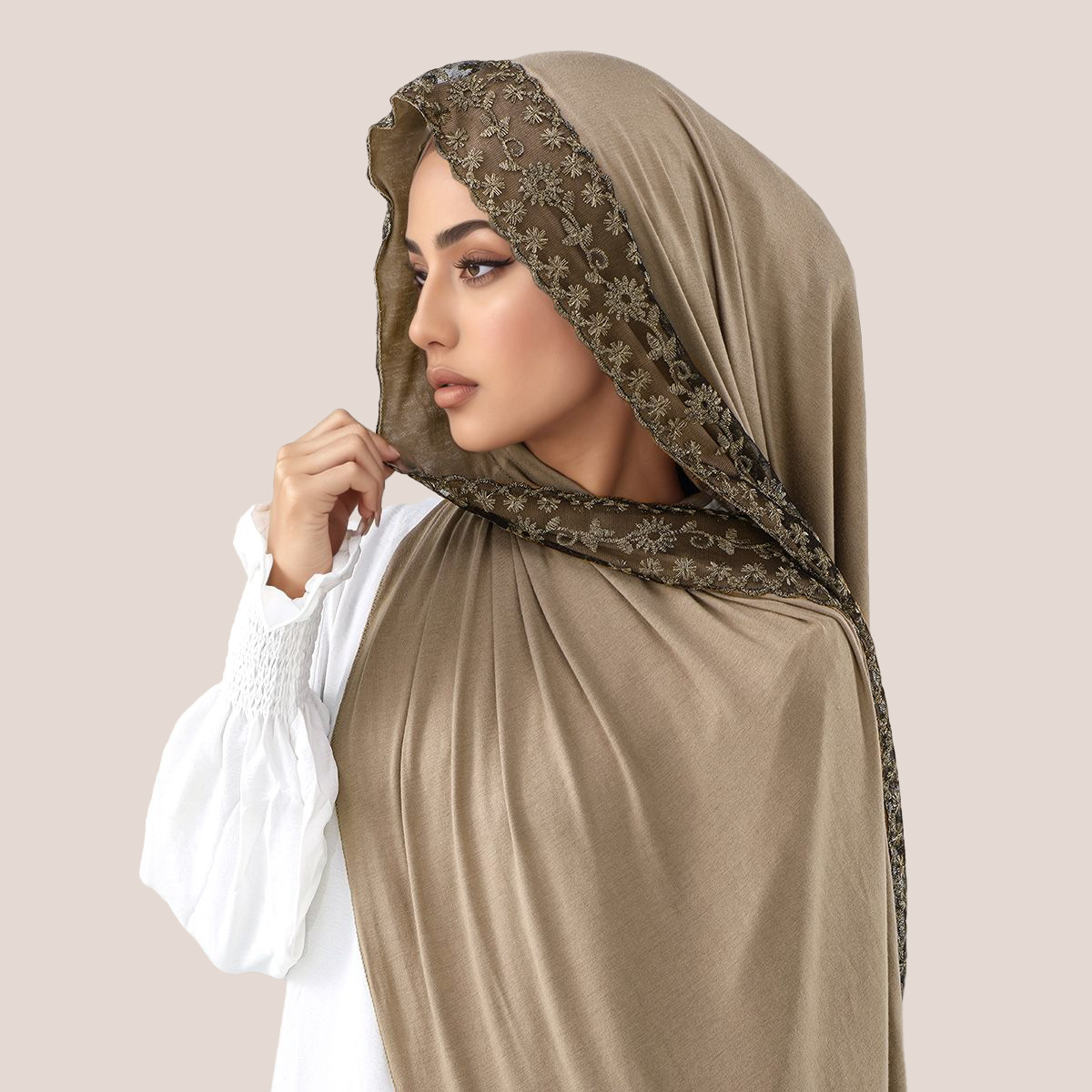 Lace Embroidery Cotton Jersey  - Embroidery Shawl ulasan dan harga