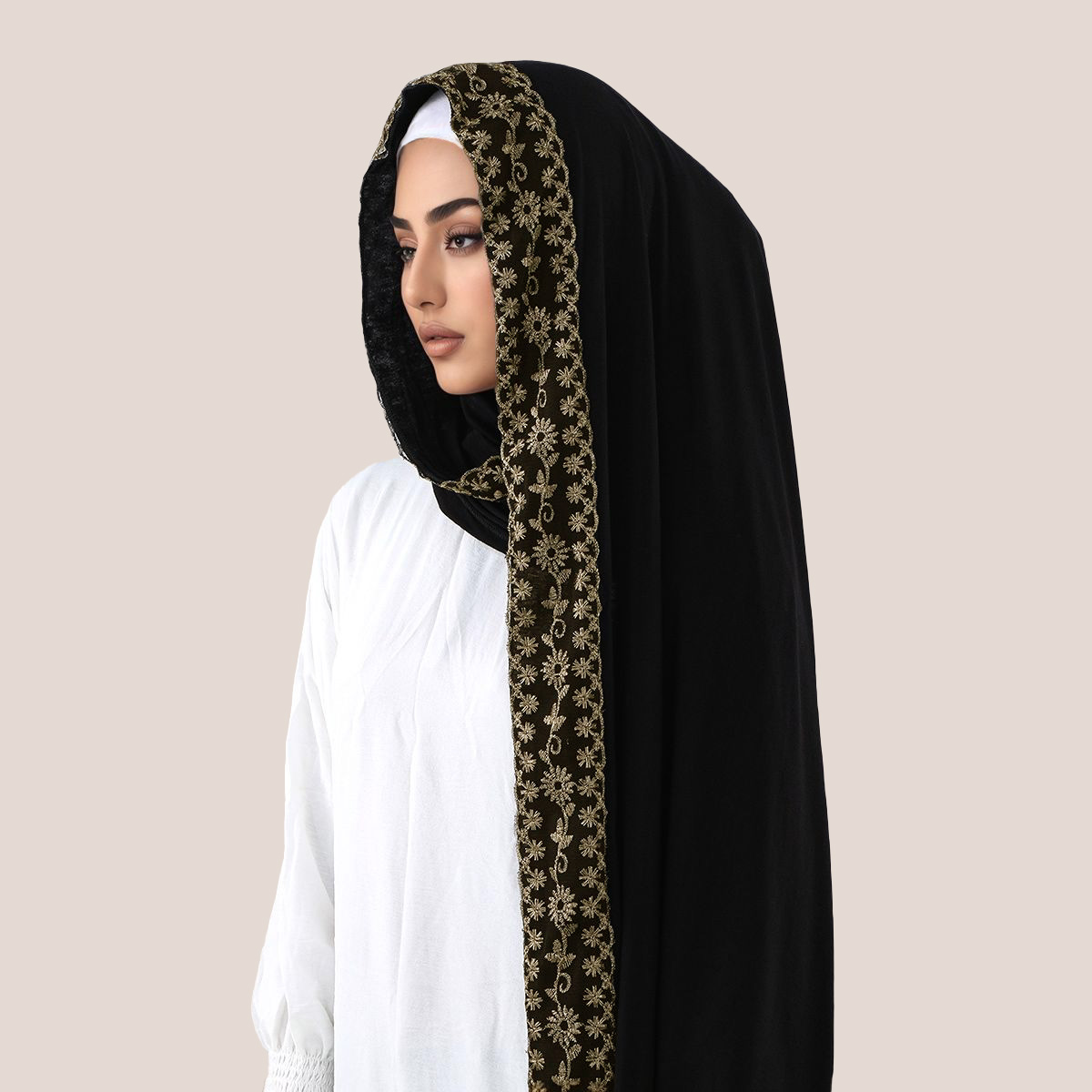 Lace Embroidery Cotton Jersey  - Embroidery Shawl ulasan dan harga