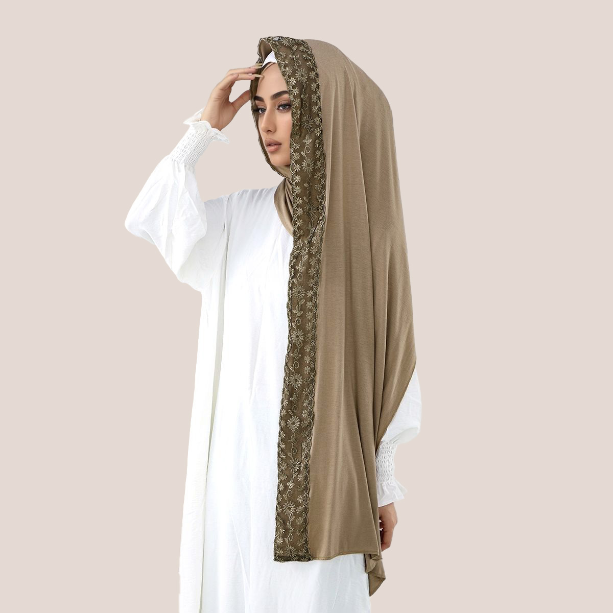Lace Embroidery Cotton Jersey  - Embroidery Shawl ulasan dan harga