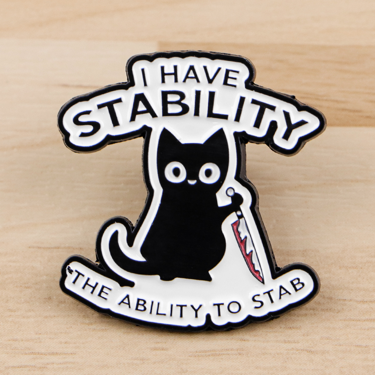 Cute Black Cat With Knife Enam - Embroidery Illustration ulasan dan harga