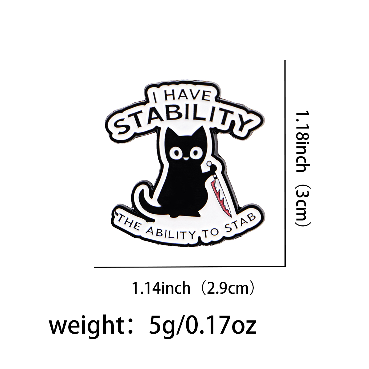 Cute Black Cat With Knife Enam - Embroidery Illustration ulasan dan harga