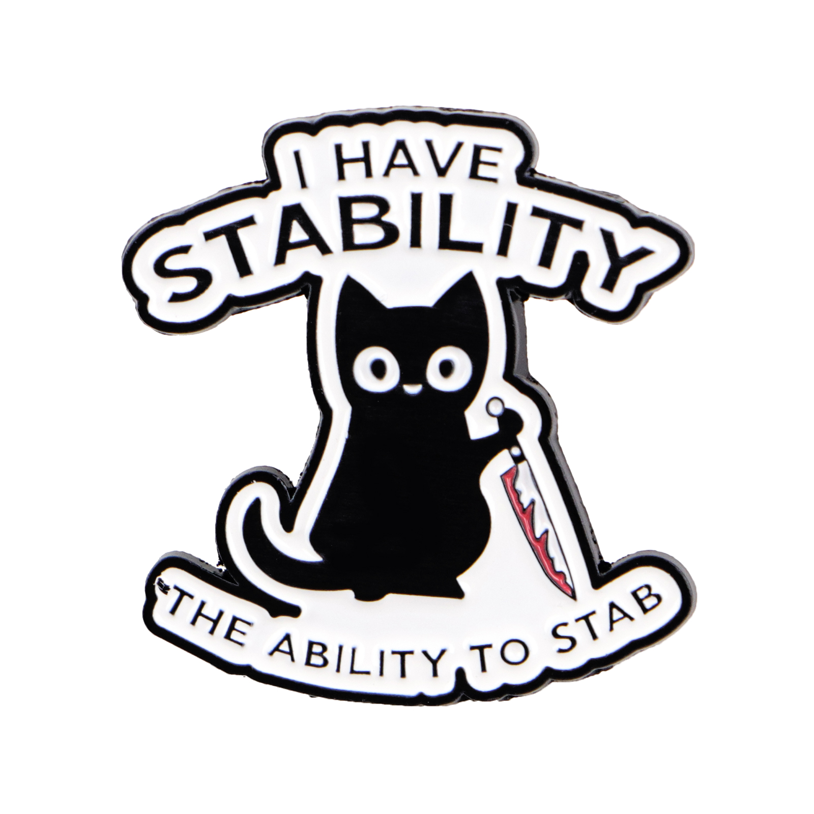Cute Black Cat With Knife Enam - Embroidery Illustration ulasan dan harga