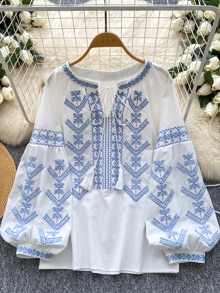 Women Blouse Embroidery Autumn - Embroidery Jersey ulasan dan harga