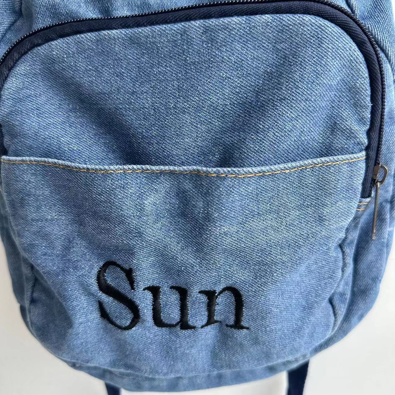 Denim Backpack Girls' New Stud - Embroidery Name ulasan dan harga