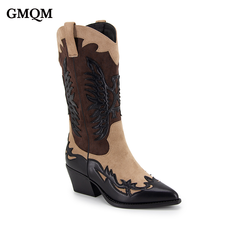 GMQM 2025 Women's Mid Calf Boo - Embroidery Fabric ulasan dan harga