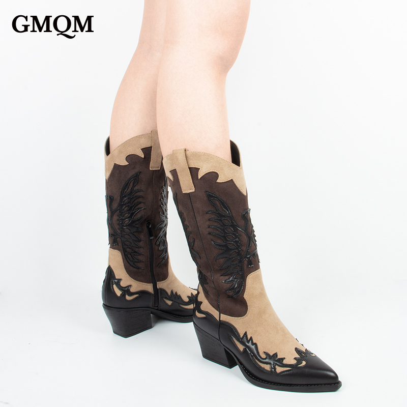 GMQM 2025 Women's Mid Calf Boo - Embroidery Fabric ulasan dan harga
