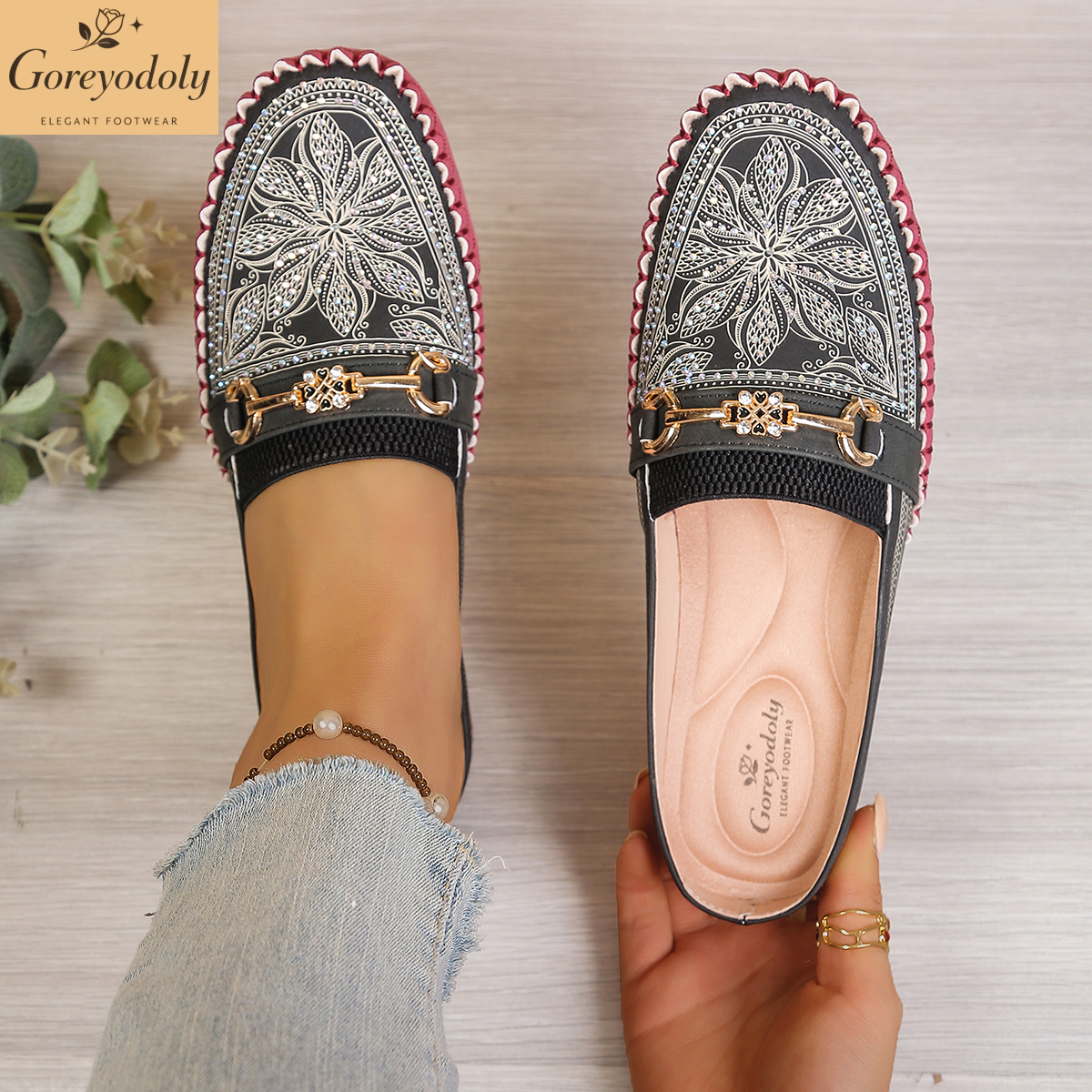 Goreyodoly women mule flats rh - Embroidery Fabric ulasan dan harga