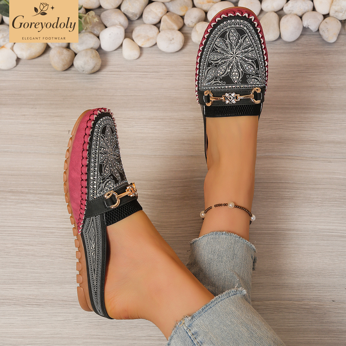 Goreyodoly women mule flats rh - Embroidery Fabric ulasan dan harga