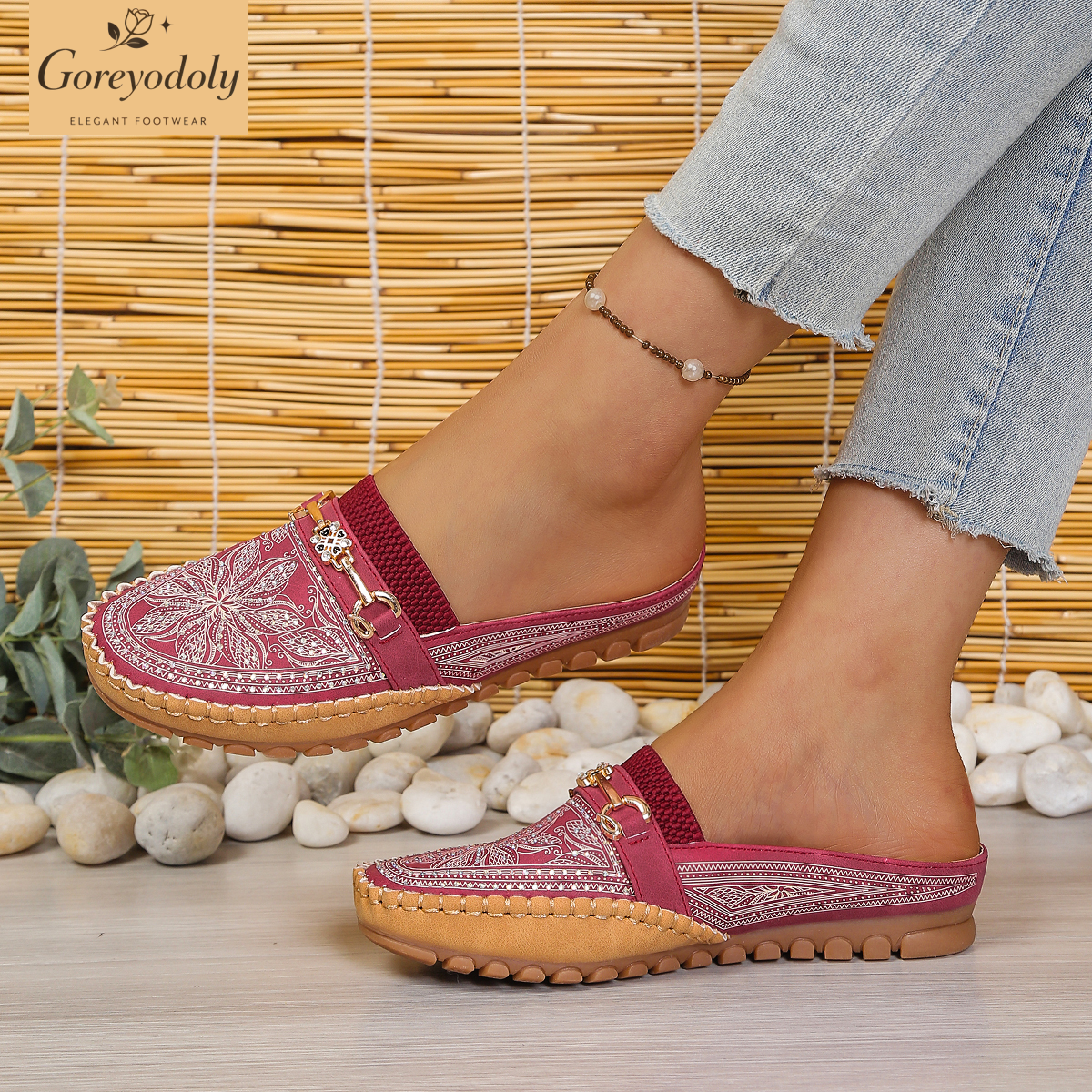 Goreyodoly women mule flats rh - Embroidery Fabric ulasan dan harga