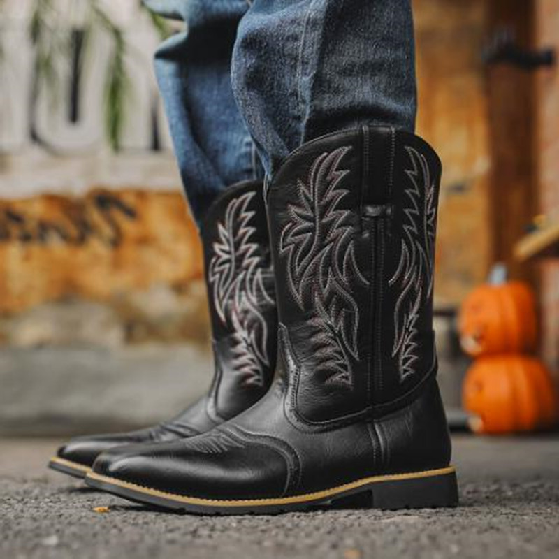 New Men High Boots Embroidery  - Embroidery Fabric ulasan dan harga