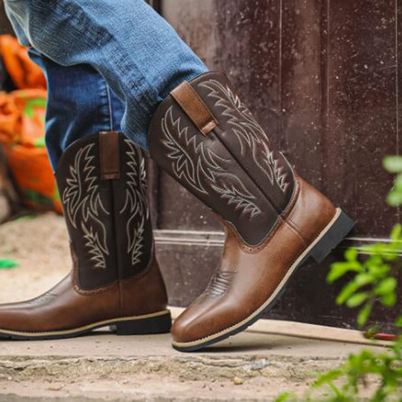 New Men High Boots Embroidery  - Embroidery Fabric ulasan dan harga