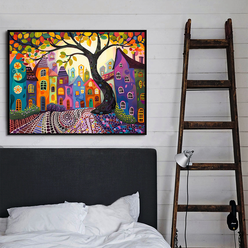 Frameless,Night View 5D Diamon - Embroidery Wall Art ulasan dan harga