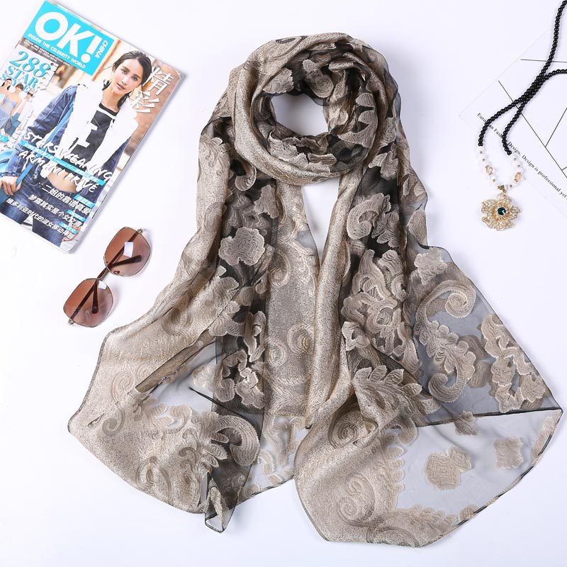 Hot Selling 180*70 Organza Sil - Embroidery Shawl ulasan dan harga