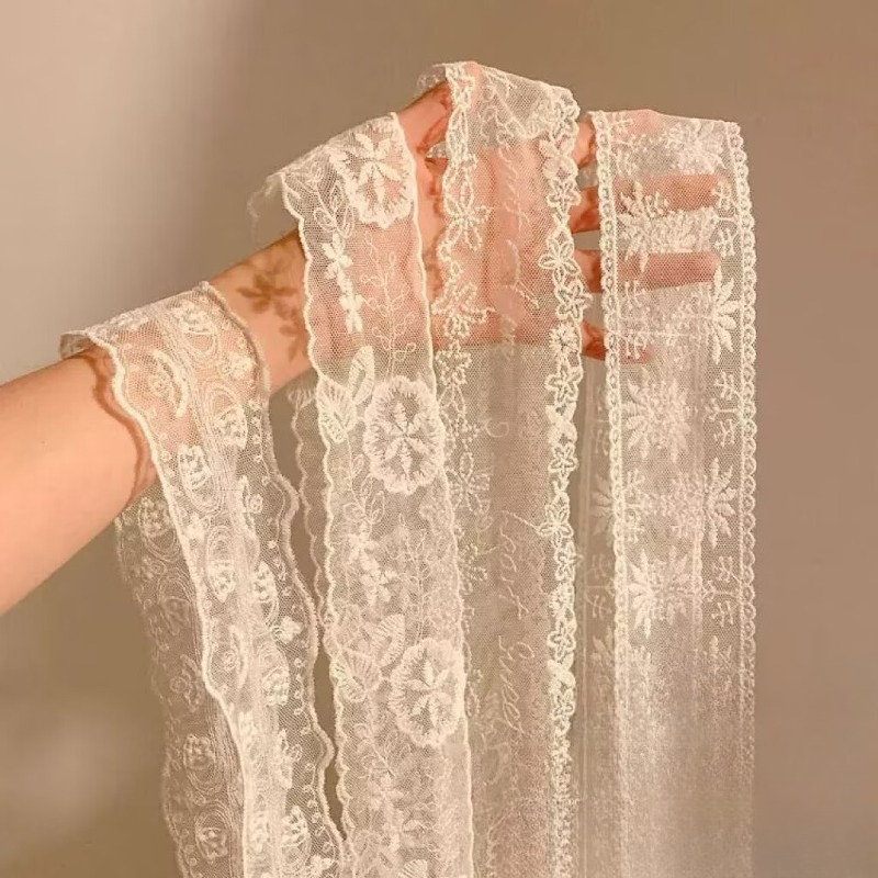New Black White Long Lace Flow - Embroidery Premium ulasan dan harga
