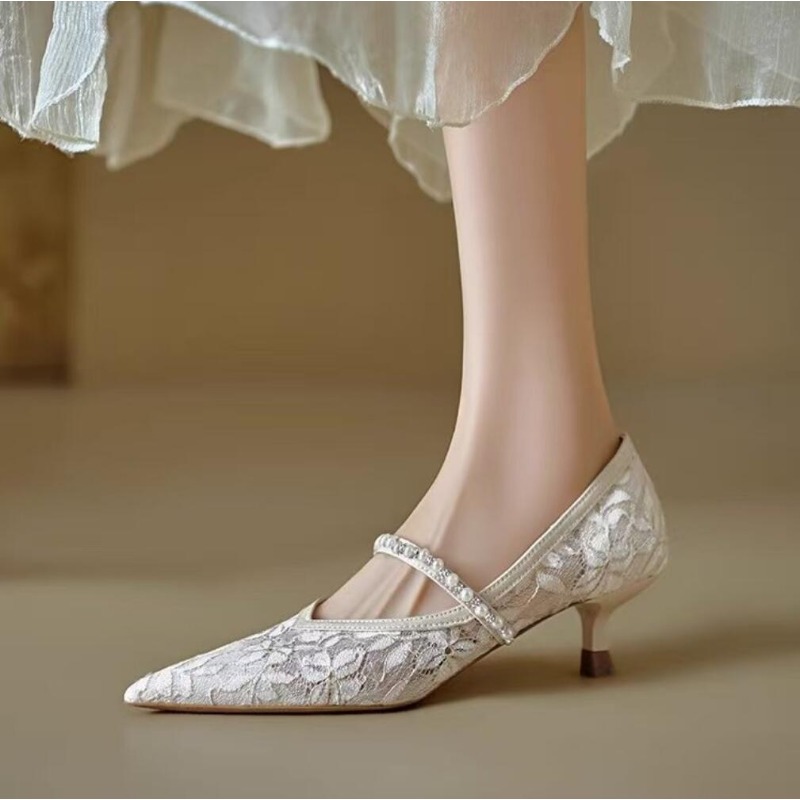 Sexy Lace Embroidery High Heel - Embroidery Beads ulasan dan harga