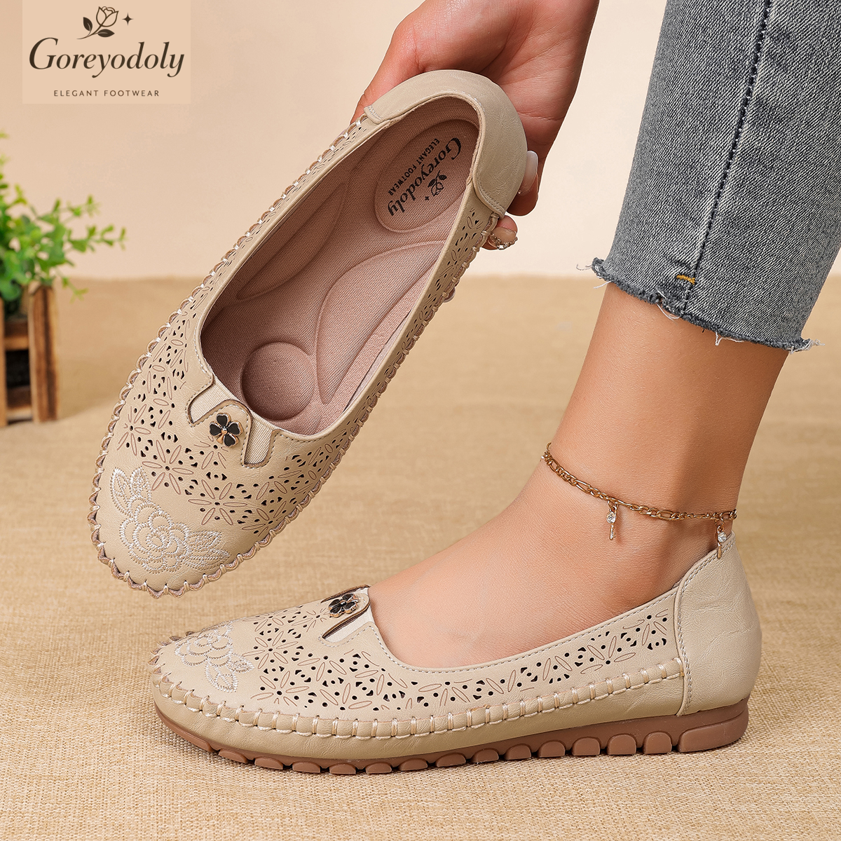 Goreyodoly women loafers flora - Embroidery Design ulasan dan harga