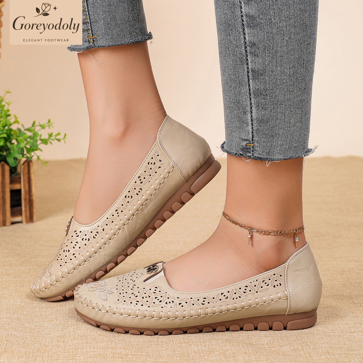 Goreyodoly women loafers flora - Embroidery Design ulasan dan harga