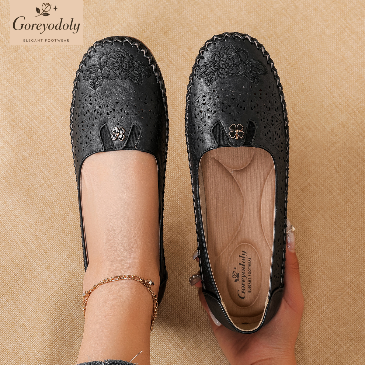Goreyodoly women loafers flora - Embroidery Design ulasan dan harga