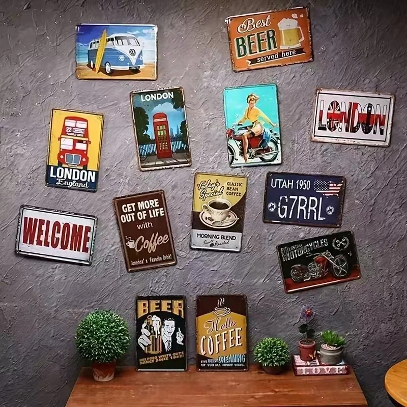 Vintage Bar Metal Signs Bathro - Embroidery Wall Art ulasan dan harga
