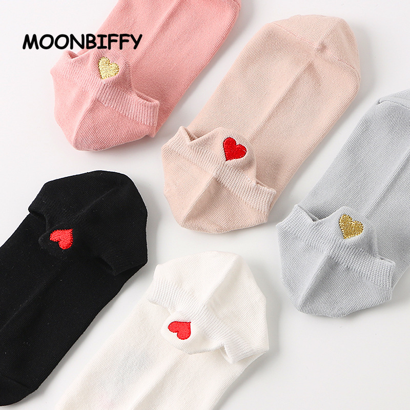 Love Heart Women Socks Embroid - Embroidery Love ulasan dan harga