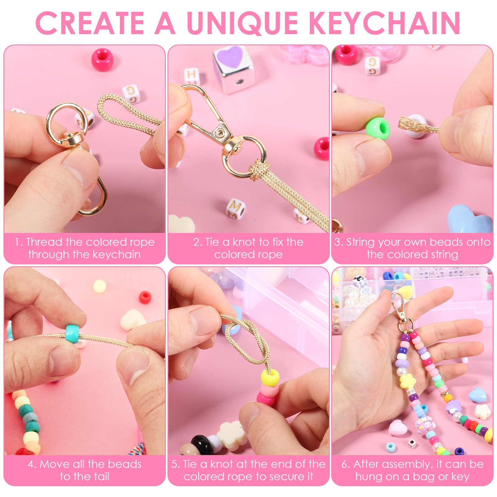 421PCS Beaded Keychain Making  - Embroidery Charm ulasan dan harga