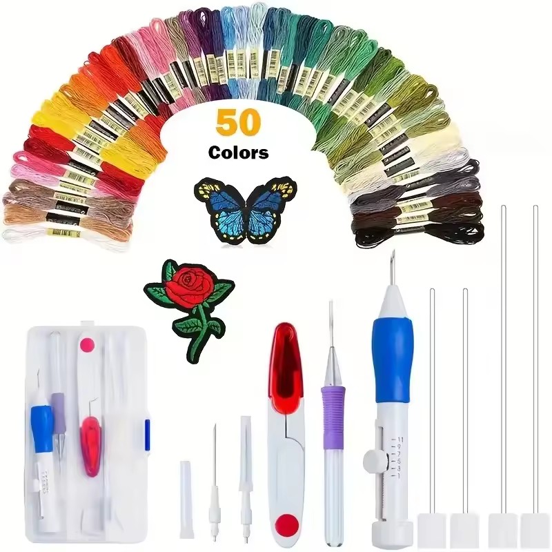 50 Colors Punch Needle Embroid - Punch Needle Handle ulasan dan harga