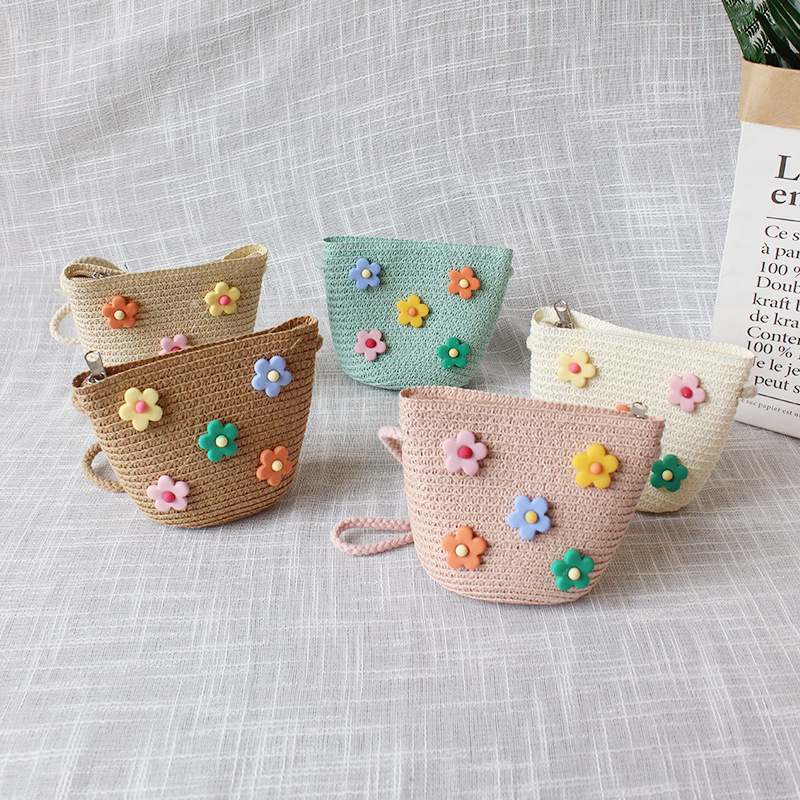 Children's Straw Crossbody Bag - Embroidery Love ulasan dan harga