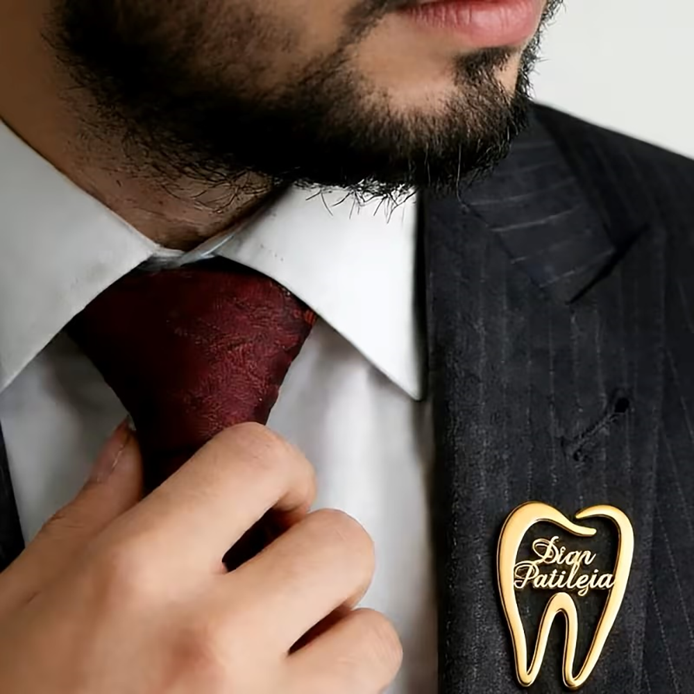 Custom Dental Tooth Lapel Pin  - Embroidery Name ulasan dan harga