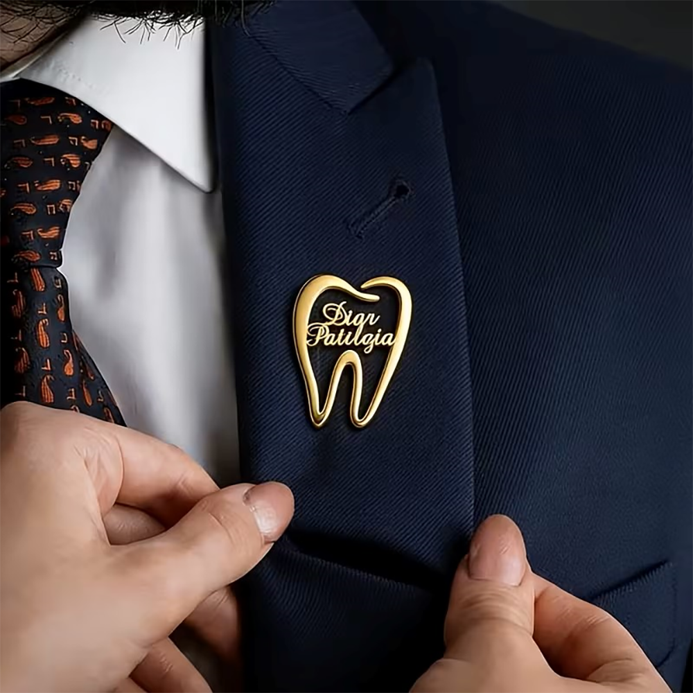 Custom Dental Tooth Lapel Pin  - Embroidery Name ulasan dan harga