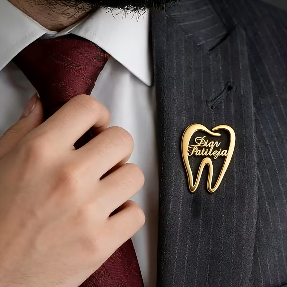 Custom Dental Tooth Lapel Pin  - Embroidery Name ulasan dan harga