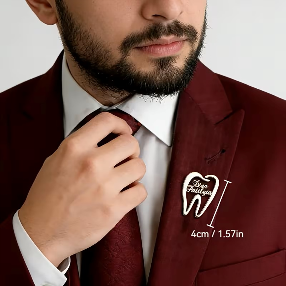 Custom Dental Tooth Lapel Pin  - Embroidery Name ulasan dan harga