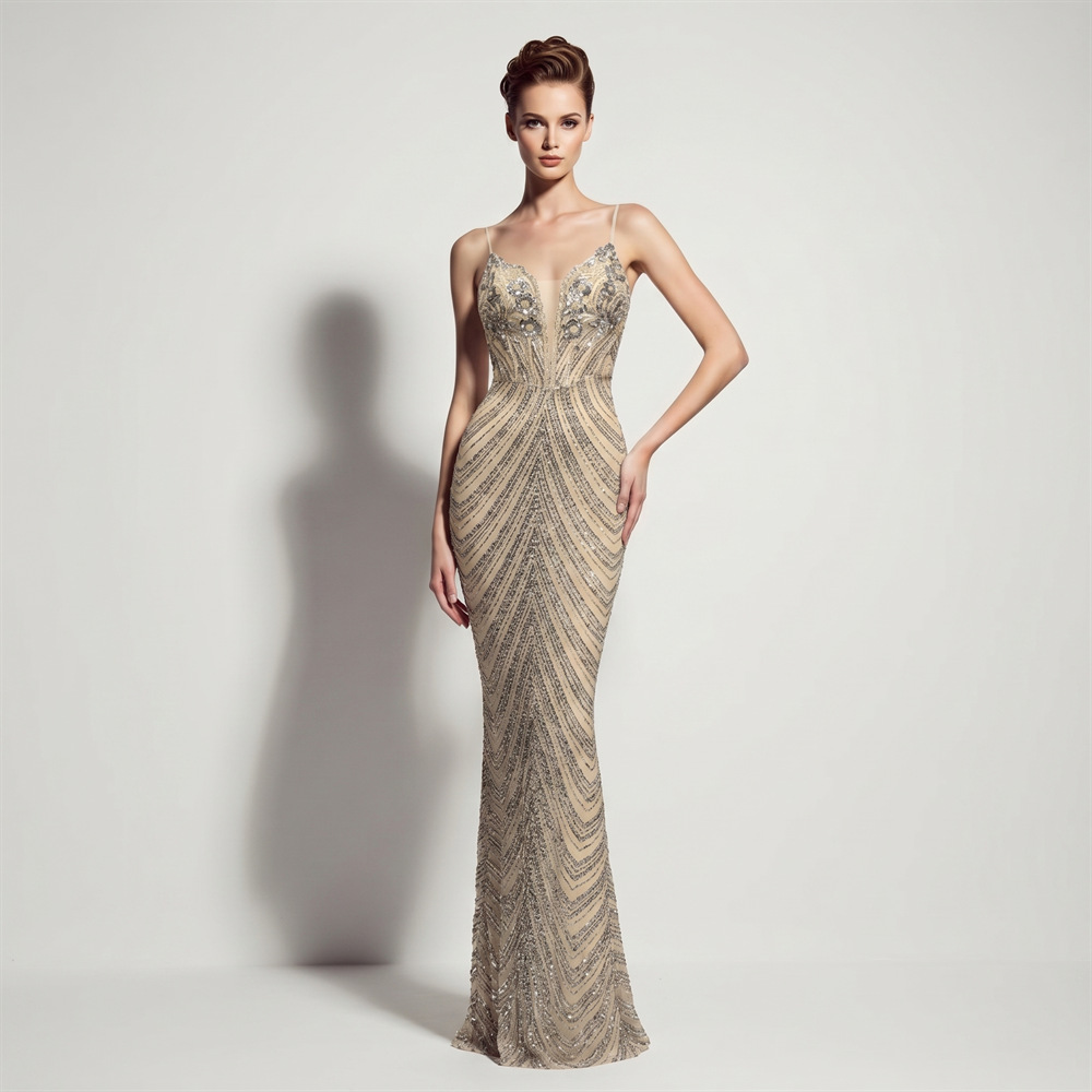 Women Spaghetti Strap Deep V-N - Embroidery Beads ulasan dan harga