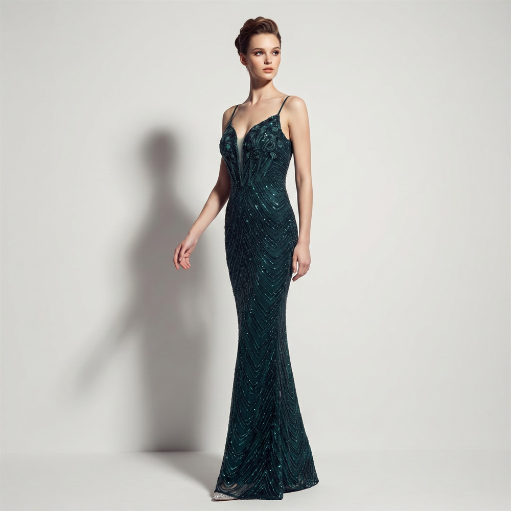 Women Spaghetti Strap Deep V-N - Embroidery Beads ulasan dan harga