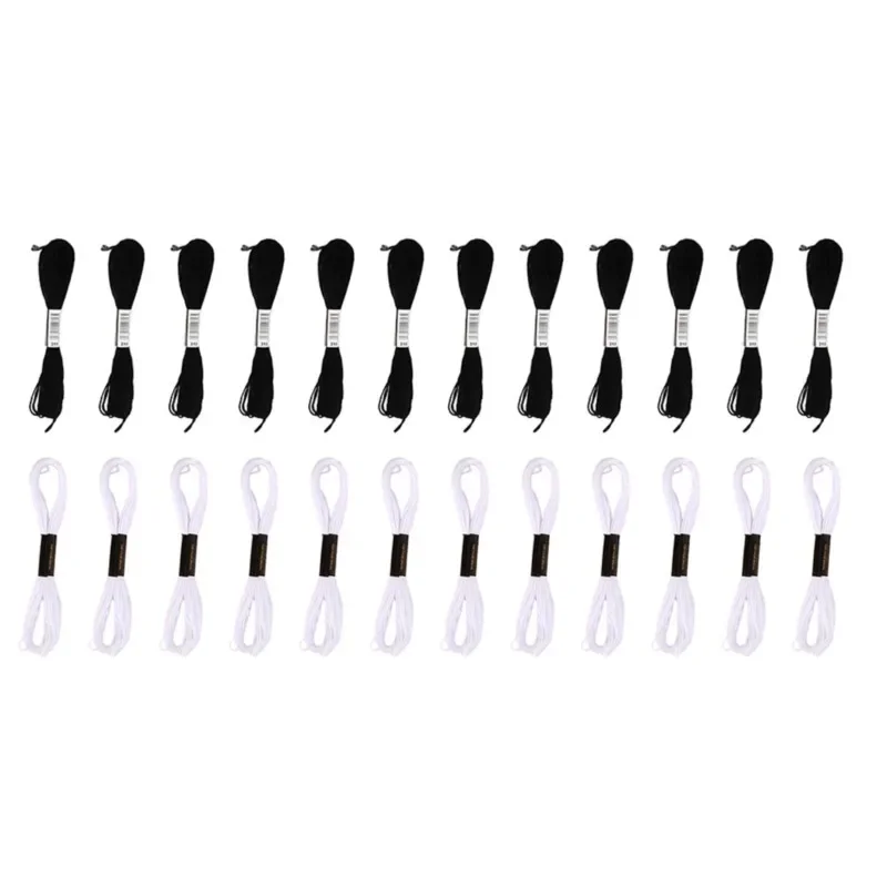 24PCS Black White Cross Stitch - Embroidery Floss ulasan dan harga