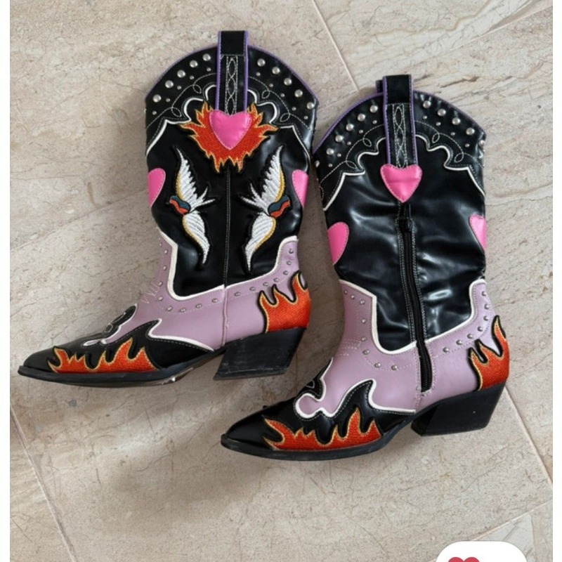 PU Leather Embroidery Pointed  - Embroidery Design ulasan dan harga