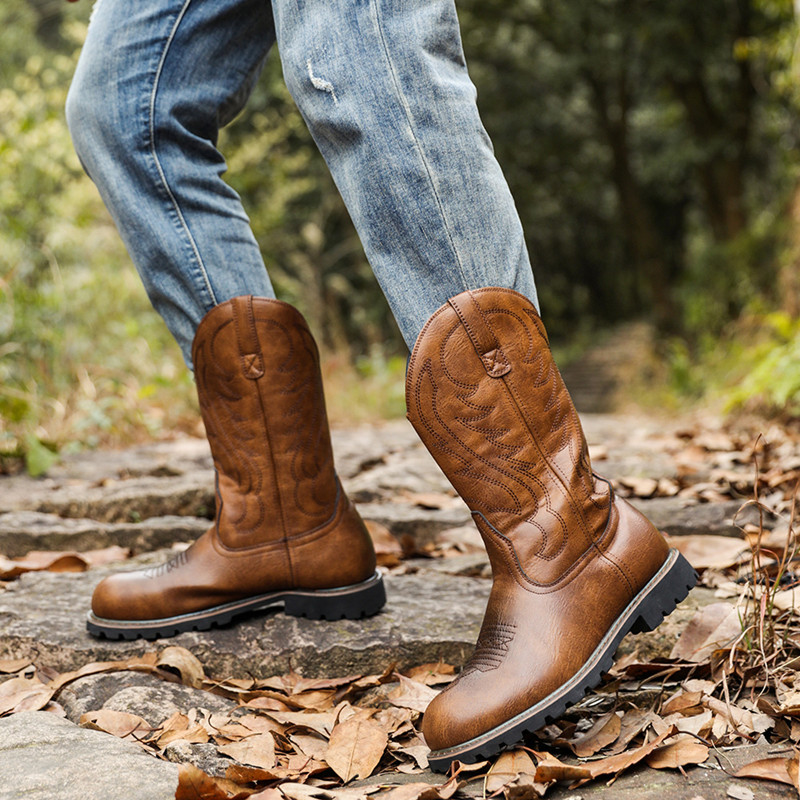 Men's Boots Classic Handmade E - Embroidery Fabric ulasan dan harga