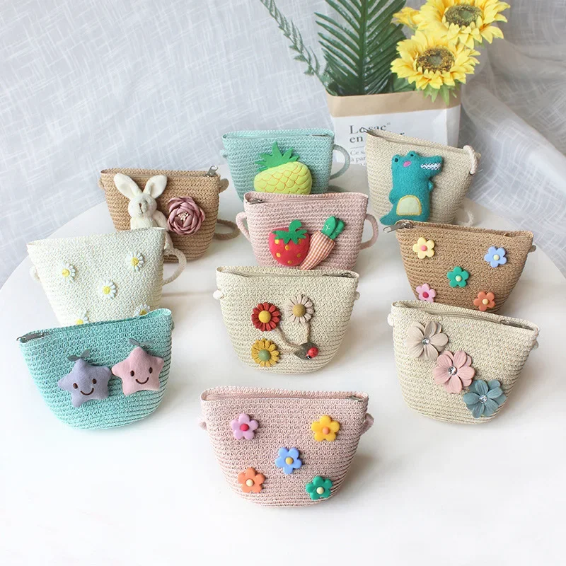 Summer Children's Straw Woven  - Embroidery Love ulasan dan harga