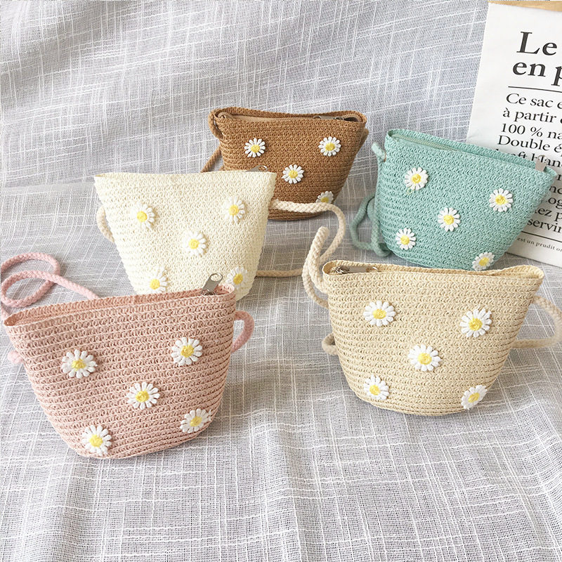 Summer Children's Straw Woven  - Embroidery Love ulasan dan harga