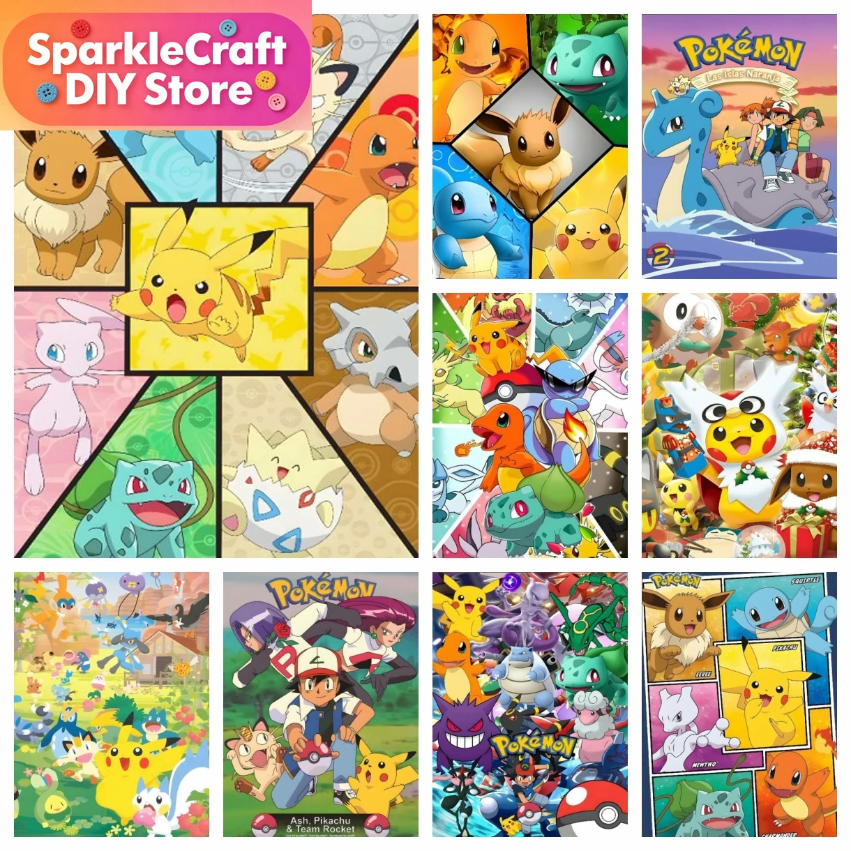 1pc frameless Cartoon Pokemon  - Embroidery Charm ulasan dan harga